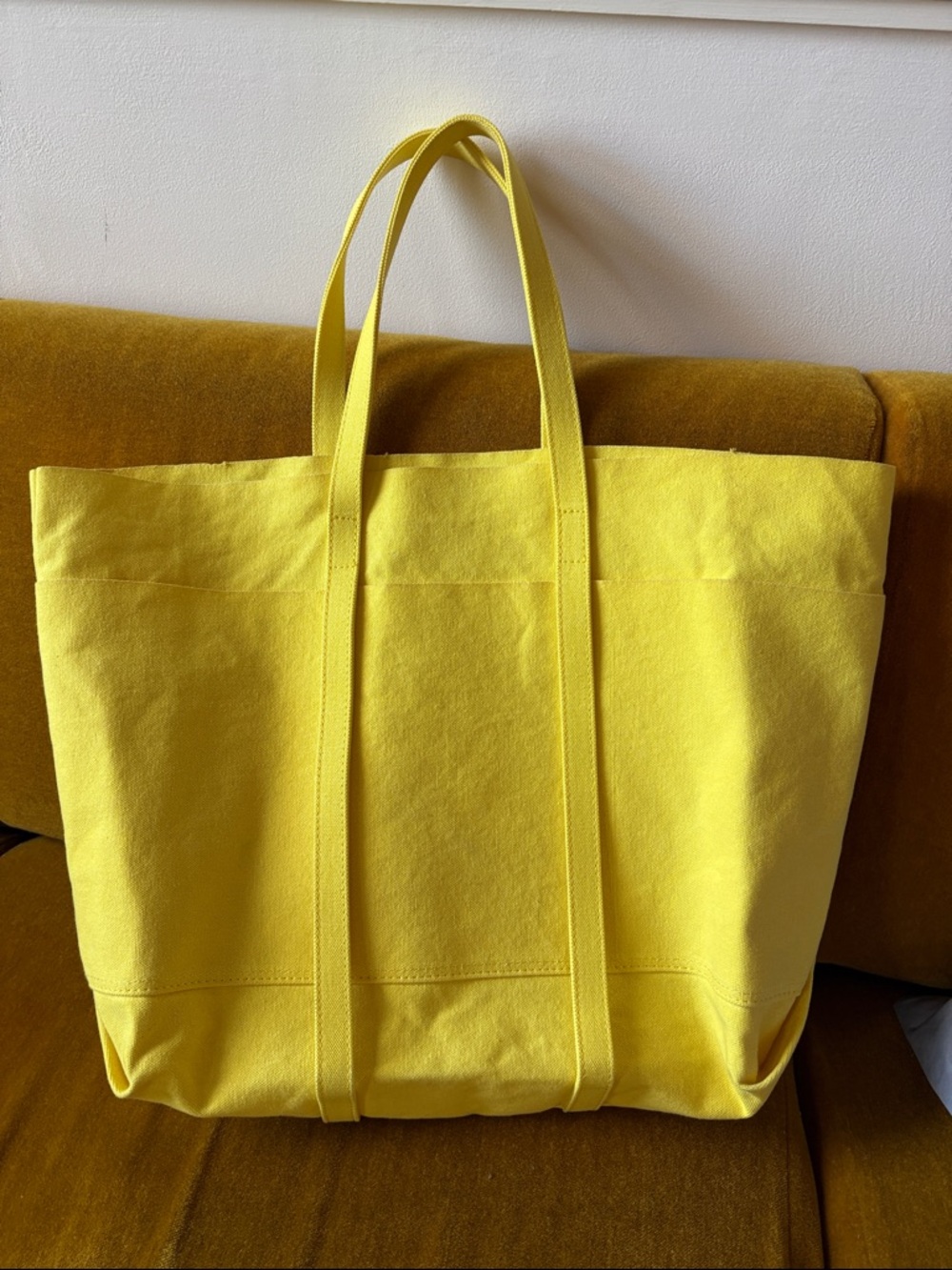 AMIACALVA Washed Canvas 6 Pockets  Tote in yellow